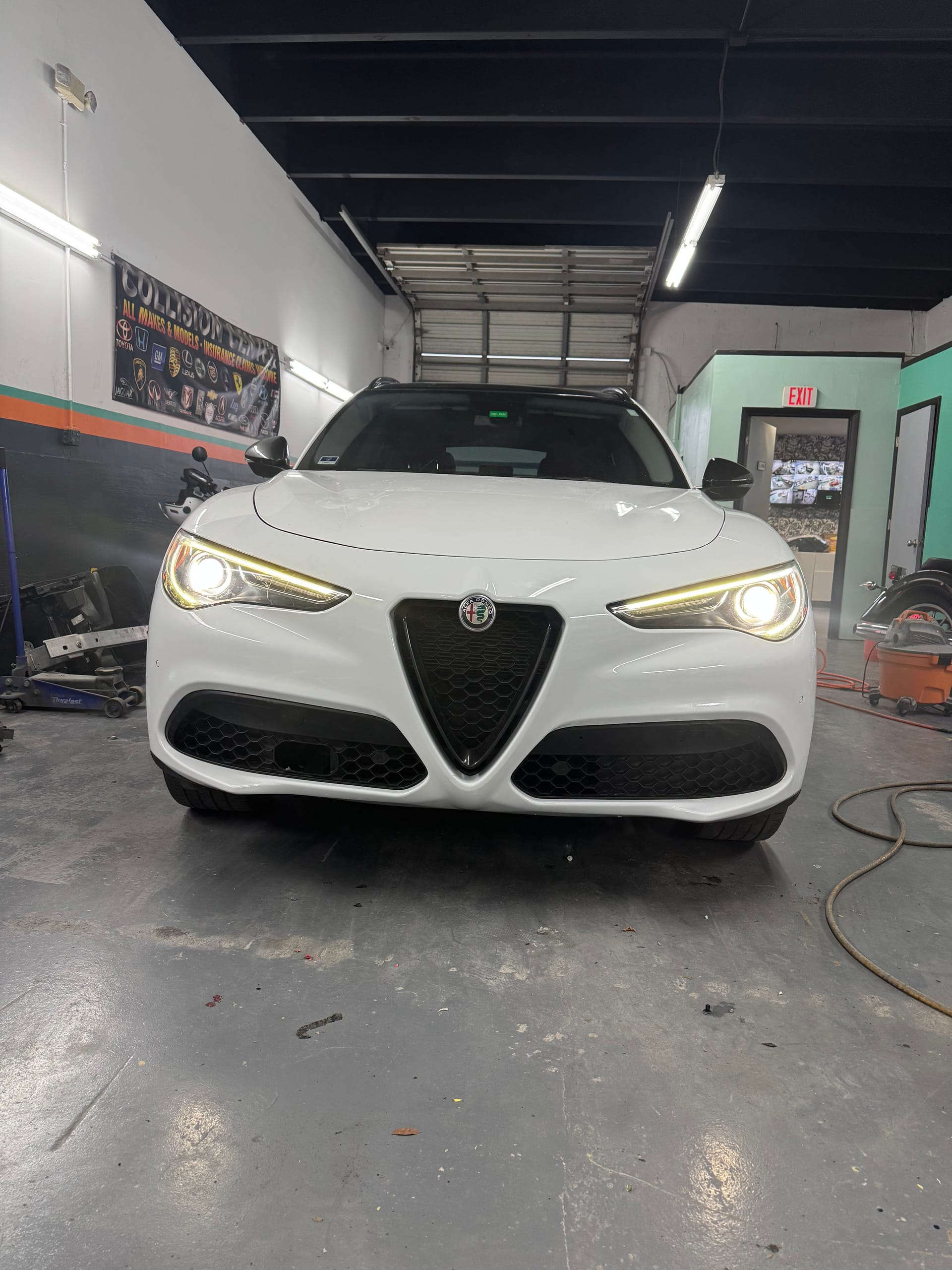 The same Stelvio with the front end rebuilt and refinished