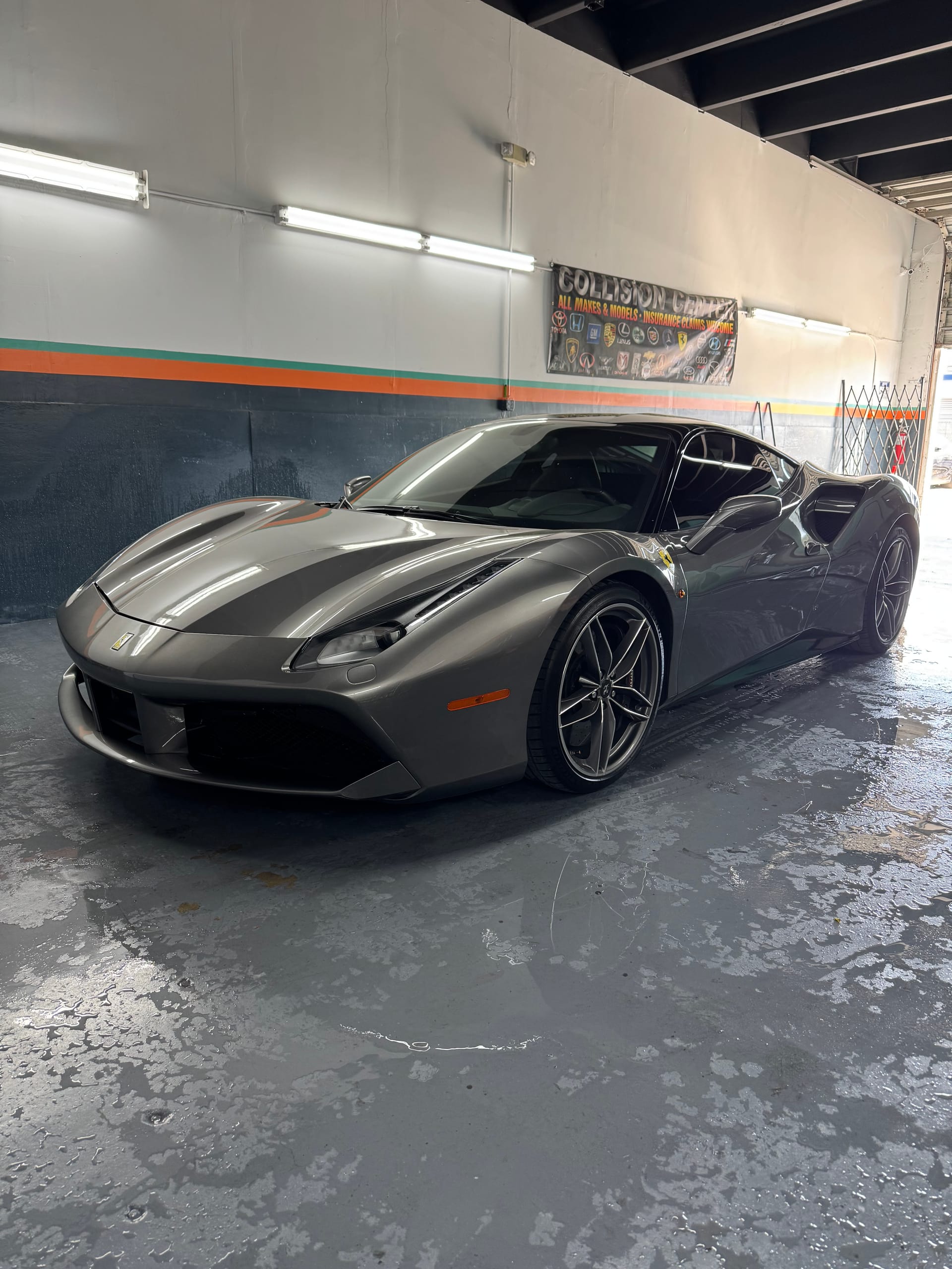 Ferrari 488 GTB in gloss grey on the KAG shop floor
